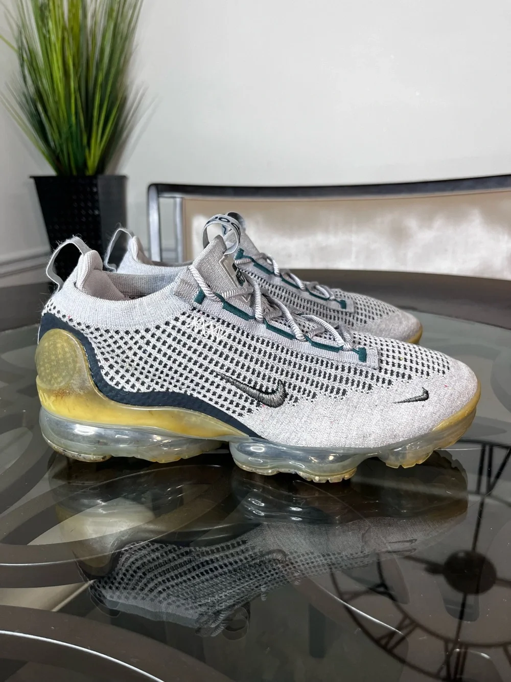 Nike Air Vapormax 2021 FK SE Shoes Light Bone Atomic Teal DN3074-001 Sz 11